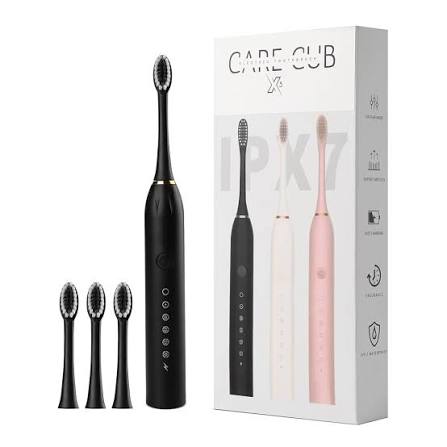 White X-3 Sonic Electric Toothbrush showing two replacement brush heads in the package.