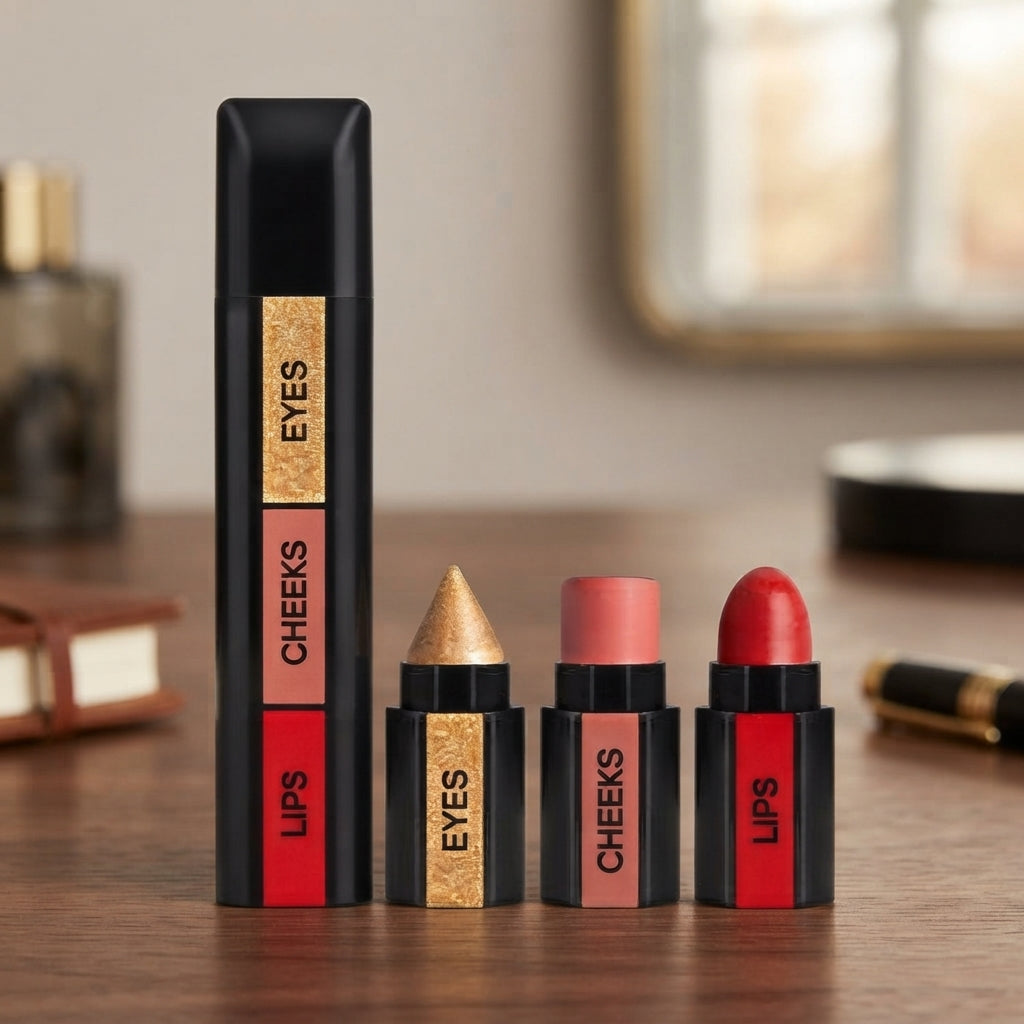 Close-up of the makeup stick applied on lips, highlighting smooth finish and color