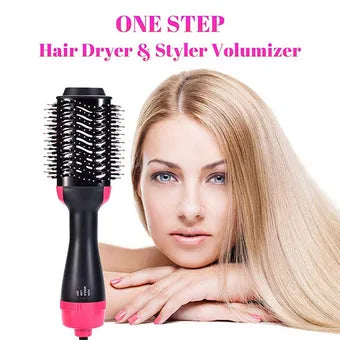 3 in 1 hot air hair brush styler showing brush head and handle