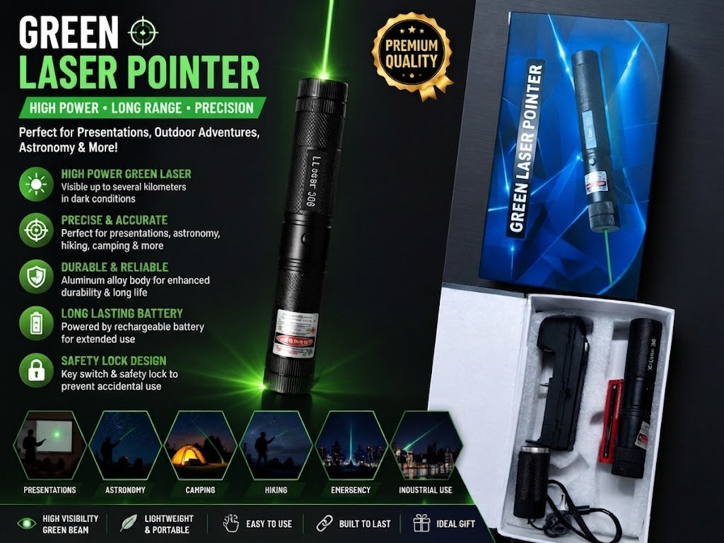 Outdoor use of the green laser pointer during a hiking trip.